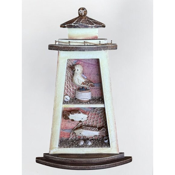 Vintage Wooden Lighthouse Shadowbox Wall/Table Decor - Picture 1 of 7